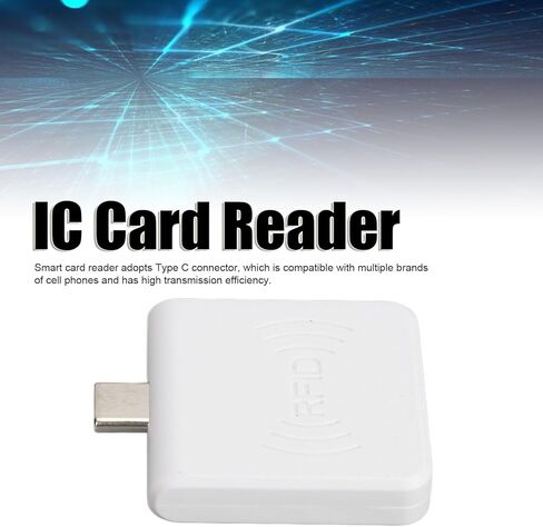 Type C RFID Card Reader, 13.56Mhz RFID IC Card Reader with Type C Male, Mini Portable Contactless Mobile Phone Card Reader for Android (White) in Saudi Arabia