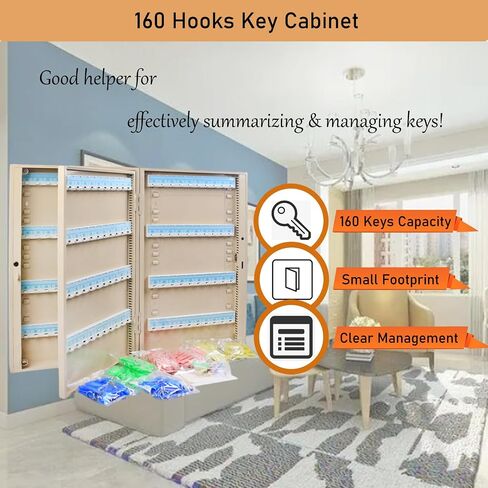 INTSUPERMAI 160 Keys Storage Box Wall Mount Key Cabinets Key Holder Box with Combination Lock Box Holder Cabinet Storage Hooks Lock Box 160 Keys in Kuwait