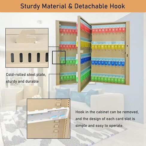 INTSUPERMAI 160 Keys Storage Box Wall Mount Key Cabinets Key Holder Box with Combination Lock Box Holder Cabinet Storage Hooks Lock Box 160 Keys in Kuwait