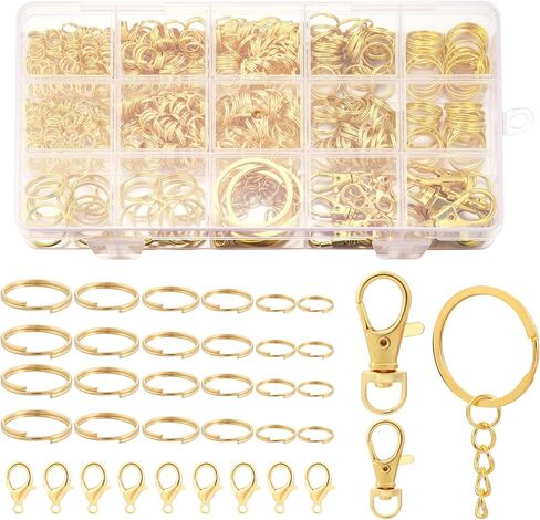 1503pcs حلقات قفزة الذهب لمجوهرات صنع المجوهرات مجموعة قلادة قلادة مع أدوات مفتوحة كماشة ملقطات ومشابك لوبستر لأدوات المجوهرات إصلاح أدوات المجوهرات in Kuwait