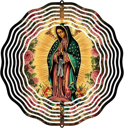 Virgin Mary Prayer Wind Spinner, Metal Wind Spinners Outdoor Indoor, Virgin Mary Rose Hanging Garden Decor for Outside, Stainless Wind Spinners for Yard and Garden 10 inch 3D (25.76X25 CM) in Saudi Arabia