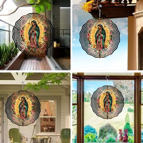Virgin Mary Prayer Wind Spinner, Metal Wind Spinners Outdoor Indoor, Virgin Mary Rose Hanging Garden Decor for Outside, Stainless Wind Spinners for Yard and Garden 10 inch 3D (25.76X25 CM) in Saudi Arabia