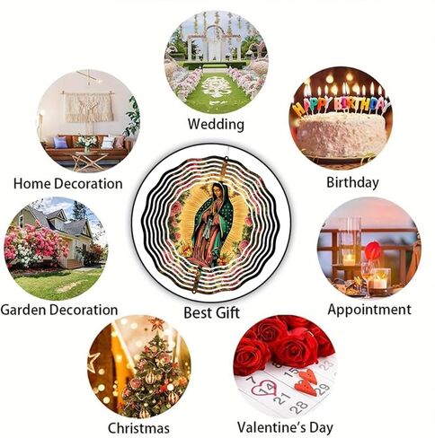 Virgin Mary Prayer Wind Spinner, Metal Wind Spinners Outdoor Indoor, Virgin Mary Rose Hanging Garden Decor for Outside, Stainless Wind Spinners for Yard and Garden 10 inch 3D (25.76X25 CM) in Saudi Arabia