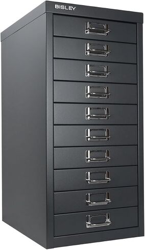Bisley 5-Drawer Steel MultiDrawer Cabinet - Doulton Blue, Chrome Pull Handles with Label Holders, Powder-Coated Steel, Removable Drawers, Desktop Storage, Labels Included in Kuwait