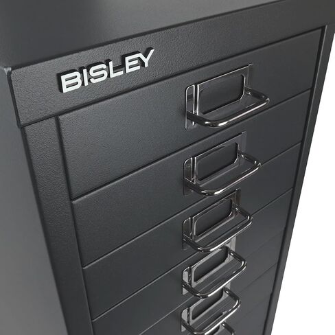 Bisley 5-Drawer Steel MultiDrawer Cabinet - Doulton Blue, Chrome Pull Handles with Label Holders, Powder-Coated Steel, Removable Drawers, Desktop Storage, Labels Included in Kuwait