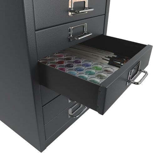 Bisley 5-Drawer Steel MultiDrawer Cabinet - Doulton Blue, Chrome Pull Handles with Label Holders, Powder-Coated Steel, Removable Drawers, Desktop Storage, Labels Included in Kuwait