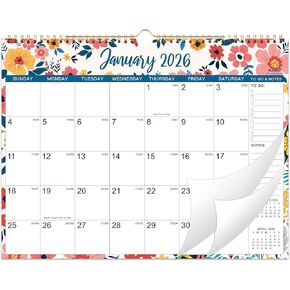 2026 Wall Calendar - Jan 2026 - Dec 2026, 12 Months Hanging Monthly Calendar 2026, 14.8" x 11.57", Twin-Wire Binding, Julian Dates, Large Block, Notes, To-do List, Thick Paper, Perfect for Organizing