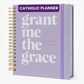Blessed is She Academic Catholic Planner 2025-2026 July - 6.25x8.25" Purple Mini Bound Christian Student Planner, Goal Planners 2025 for Women, Yearly Notebook for Plans, Goal Setting Notebooks 2025