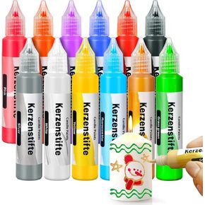 Candle Wax Pen Set for White Candle Painting – 12 Colors (30ml Each), Non-Toxic, DIY Candle Decorating Kit for Adults, Easy-to-Use for Wax Surface Drawing & Writing