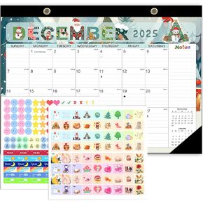 Desk Calendar 2025-2026, Anti Ink Bleed, Transparent Cover, Large Space, 2025 Desk Calendars 18 Months with Stickers, 17" x 12" Large Simple Desktop Calendar for Home & Office Planning- Simple