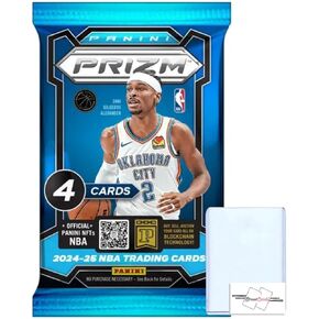 2024-25 Panini Prizm Basketball NBA Retail Pack with 4 Trading Cards + Toploader + StreetCards Magnet!