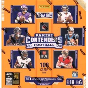 2024 Panini Contenders Football EXCLUSIVE HUGE Factory Sealed MEGA Box with (3) AUTOGRAPHS or MEMORAILIA & (12) INSERTS or PARALLELS! Look for Rookies of Jayden Daniels, Bo Nix, Caleb Williams & More!