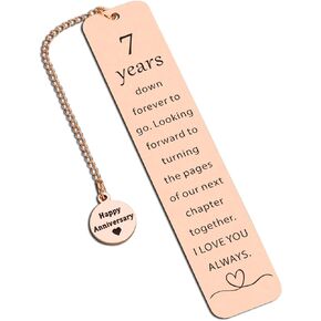 7 Year Anniversary Copper Gifts for Him/Her, 7th Wedding Anniversary for Wife Husband - Copper Anniversary Bookmark for Women Men Couple