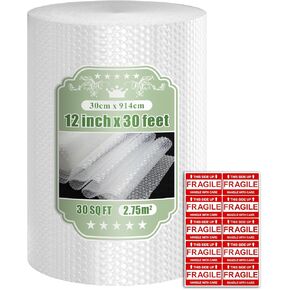 ROUND RICH 2 Packs Bubble Roll Made in USA - Bubble Packing Wrap for Moving and Shipping Standard Size 12 Inch x 36 Feet with 3/16'' Cushioning and Supplies Perforated Every 12''