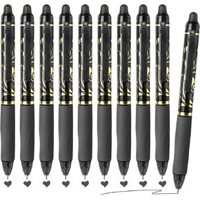 Temiary 10 Pcs Retractable Erasable Gel Pens, Fine Point 0.5 mm, Assorted Color Inks in Pen, Smooth Writing, Make Mistakes Disappear for Writing, Drawing and Crossword Puzzle (Multicolor)