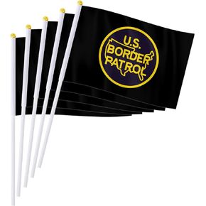 Pterosaur 50 Pack United States Border Patrol Handheld Flag ، US Border Patrol USBP Hand Hand Stick Small Flags (5.5 × 8.2 بوصة)