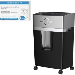 BONSEN 12-Sheet Micro Cut Paper Shredder and 50 Pack Lubricant Sheets