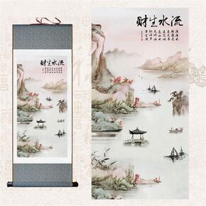 اللوحة البوذية Thangka ، Thangka Brocade ، Landscape Picture Silk Scroll Drawing Bedroom Silk Paint Decoration Paint
