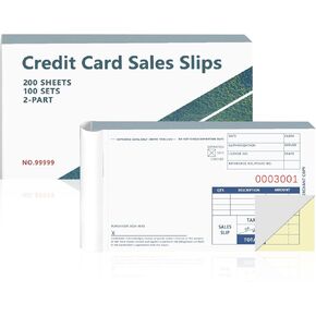 100 Pack Short Credit Card Sales Slips 5.3 * 3.3inch Credit Card Receipt Book Credit Card Imprinter Two-Part Carbonless Sold as 1 Package for Office (100 Pack of 200 Sheet) (100) (1)