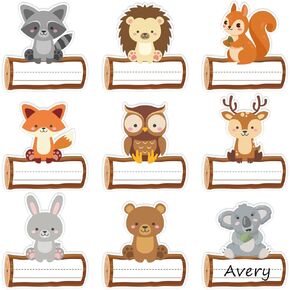 Woodland Animal Name Tag Jungle Animal Nameplate Sticker 9 Designs Classroom Bulletin Board Decor Decor