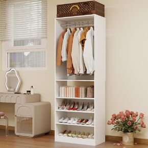 Dilando Closet Organizer System with Drawers Closet Storage System with 3 Adjustable Shelves Modular Walk-in Standalone Storage Cabinet Freestanding White (2FT)