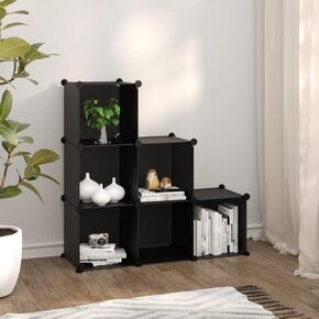Versatile Storage Cube Organizer for Seamless Organization, Modular Design with 6 Spacious Cubes, Home, Office, or Dorm, Black