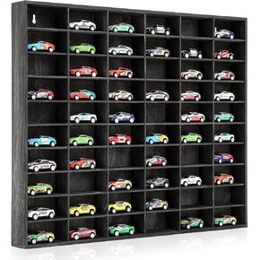 يحمل رف شاشة عرض سيارة خشب 60 سيارة عرض جدار الجرف 1/64 مقياس عجلات Diecast عجلات تخزين الحائط لمقدمي الألعاب ، الطراز ، 60 مساحة ، 10 طبقات