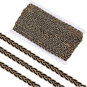 FreeBloss 20 ياردة Gimp Braid Trim Trim Seicing Lace Ribbon Trim مع حزام Golden Edge المزخرف للملابس ، والستائر ، وجاذبية المصباح ، وملحقات الأزياء 0.5 '' '