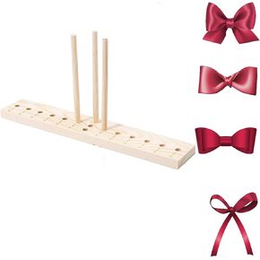 Bow Maker for Ribbon for Wreaths, Wooden Multi Size Adjustable with Wooden Board Sticks, for Making Bows DIY Crafts Party Decorations (Primary Color, Short Version)