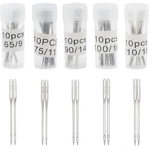 WOLVINA 50pcs High-Performance Sewing Machine Needle Set - Widely Compatible, Includes Denim & Leather Needles for Domestic & Heavy-Duty Machines (Multiple Sizes)