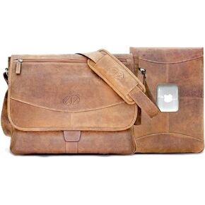 Premium Leather 13 MacBook Pro Messenger Bag w/Sleeve