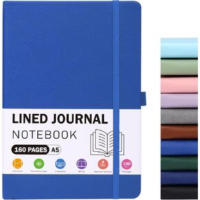 Lined Journal Notebooks for Women and Men, A5 100gsm Hardcover Notebook with Pen Loop, 160 Pages, 5.7" X 8.3", Notebook for Student, Office, School (Black) in Kuwait