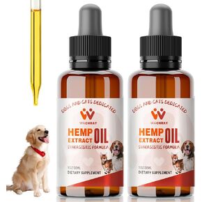 Hemp Oil for Dogs and Cats - Calming Drops Dog Relaxants - Help Pets with Anxiety Stress Sleep, Hip & Joints Support, Arthritis Sеizures Rеlief - Hеalth - Organic Pet Hemp Oil Drops (2 Pack)