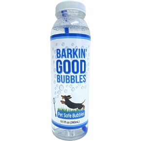 Barkin’ Good Bubbles, Dog Toy, 9.5 fl oz Natural Plant-Based Chicken-Scented Bubble Solution, Great for Indoor & Outdoor Play, Blue