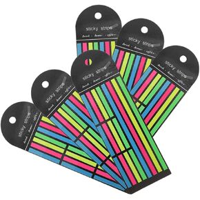 NUOBESTY 6Pcs Long Short Highlighter Strips Set Transparent Adhesive Reading Markers Notebook Tabs for Annotating Books and Organizing Notes for Students and Office Use
