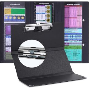 Medical Foldable Nursing Clipboard - 2-Pack Nurse Board with Cheat Sheets | Folding Clipboards for ICU, ER & Hospital Staff | Portable Nursing School Essentials (Black)