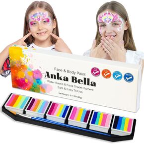 60gm Water Activated Split Cake Face Paint,Professional Washable Non Toxic Face Painting Kit for Kids & Adults,Gift for Halloween Birthday Parties/Carnival