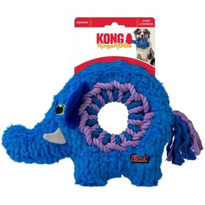KONG Ringaroos - Interactive Rope Ring Dog Toy with Plush Squeaker - for Fetch, Tug & Cuddle - for Medium Sized Dogs (Orange Pig)