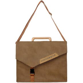 Father's Day Gift Kraft Paper Laptop Tote Bag Crossbody Bag, Handheld Backpack with Wooden Handles, Simple & Stylish for Men & Women