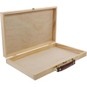 1Pc Lightweight Portable Wooden Painting Box Compact Art Storage Case with Locking Clasps for Easy Carrying for Artists and Travelers Multi Functional Design for Drawing