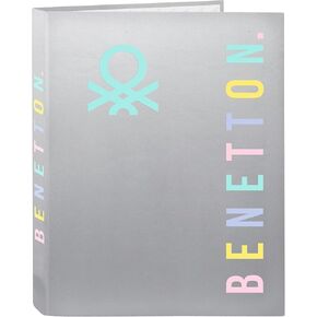 -M067 Benetton Silver-Folder with Folios 4 Rings, Ideal for Children of Different Ages, Comfortable and Versatile, Quality and Resistance, 26.5 x 33 cm, Silver Colour, Standard (512353067),,