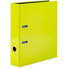 HERMA 20063 Folder A4 Neon Yellow, 7 cm Wide, Cardboard Folder in Bright Neon Colour for School and Office, Sturdy Children's Ring Binder Made of Cardboard for Boys and Girls