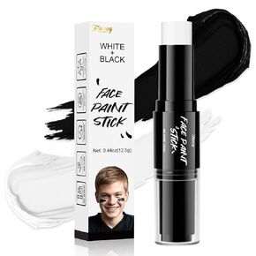 Dual-Ended Face Body Paint Stick - Black & White Cream-Blendable for Halloween, Sports (Football, Baseball, Softball), SFX, Cosplay | Non-Toxic Waterproof Eye Black for Adults & Kids
