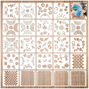 Face Painting Stencils Reusable Mermaid Scale Body Face Paint or Facepaint Templates for Halloween Christmas Makeup Party (Scale24)