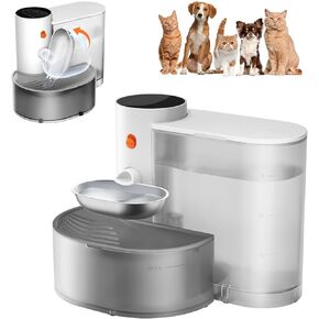 Smart Pet Water Fountain - Stainless Steel Bowl, 2025 Upgraded Automatic Water Dispenser for Cats & Small Dogs, Self-Refill Tipping Wastewater Separation, 3.5L/118.4oz