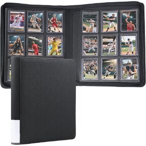 ‌WOT I TOPLOADER BINDER | 360 Pocket Precium PU-Leather Card Binder مع INDEX Label | يحمل 3 "X4" Toploaders لبطاقات TCG ، والرياضة والتداول ، والأسود