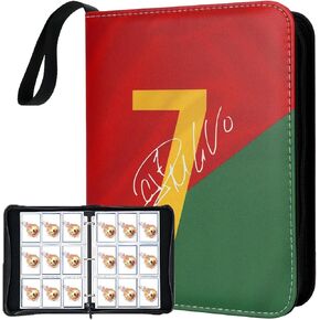 Soccer Card Binder 9 Pocket, PU Leather Soccer Cards Binder with 50 Sleeves for Sports Card Storage, Soccers Gift for Trading Cards Collectors (9S-CR7, 900 Pockets)