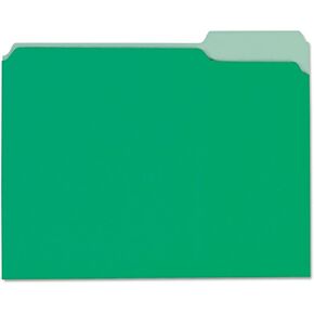 Universal UNV12302 1/3-Cut Assorted Tab Interior File Folders - Letter Size, Green (100/Box)
