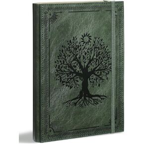 Paper Noteboor Leather Journal Notebook A5 Notepad Paper ، 280 صفحة حكمت مجلة Mens Journal College للكتابة ، 100GSM Hard Cover Notebooks Journaling for Women ، 5.9 "× 8.5" مبطن مع ملصقات الفهرس (شجرة خضراء)