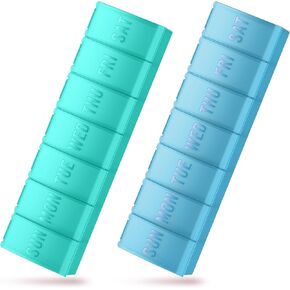 منظم حبوب الدواء كبير (عبوتان)، صندوق حبوب دواء سهل الفتح لمدة 7 أيام، منظم حبوب دواء كبير للفيتامينات، علبة حبوب كبيرة للمكملات الغذائية، منظم حبوب الدواء اليومي، منظم حبوب الدواء الأسبوعي، أسود